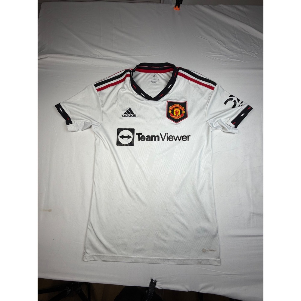 Adidas Manchester United 2022-23 Away Jersey White Soccer Shirt Mens Small